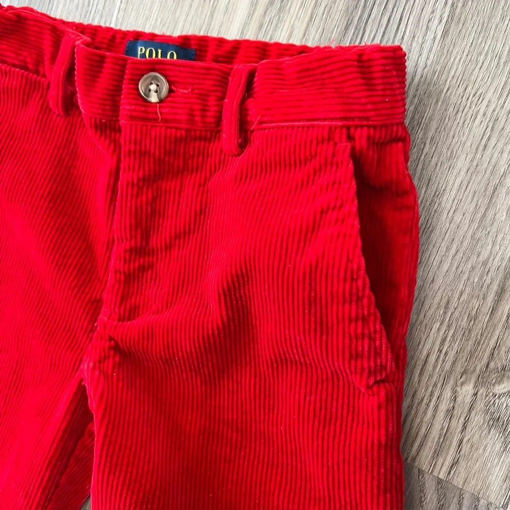 Polo Ralph Lauren Kids Red Corduroy Pants Straight Leg Size 6 Adjustable Waist